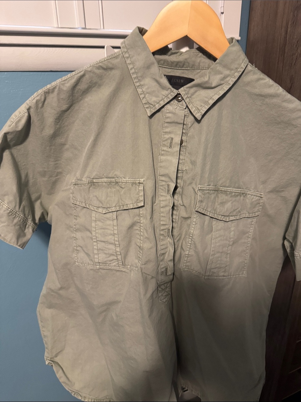 J. Crew Olive Green Short-Sleeve Utility Shirt